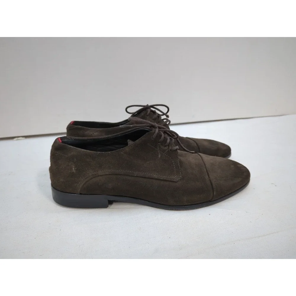 Hugo Hugo Boss Mens Brown Suede Lace Up Cap Toe Dress Shoes Size 6 50374099